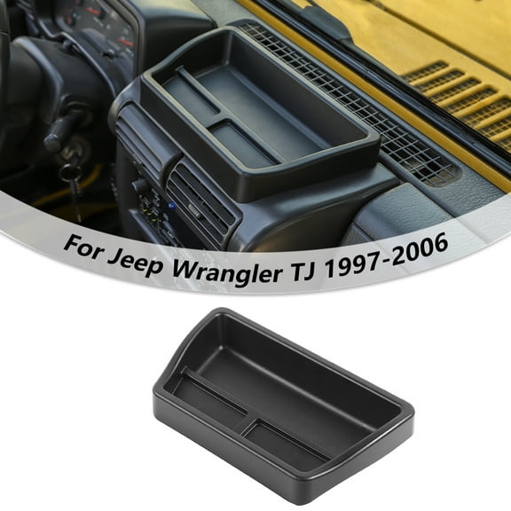 CheroCar Console Dashboard Gear Tray Gear Shift Side Storage Box Interior for Jeep Wrangler TJ 1997-2006,Black