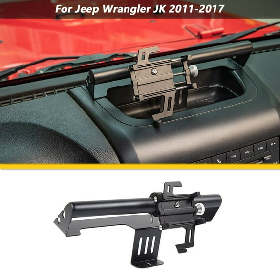 CheroCar Dash Mount Phone Holders Dashboard Cell Phone Holder for Jeep Wrangler JK JKU 2011-2017,Black