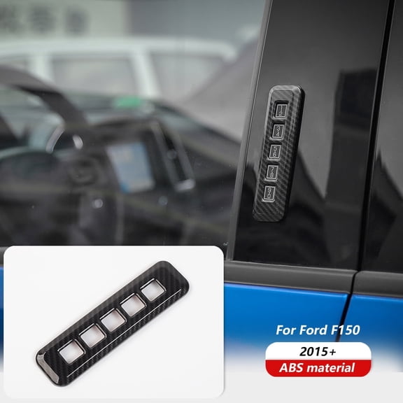 CheroCar Door Lock Password Button Panel Trim for Ford F150 2015-2020 (ABS Carbon Fiber)