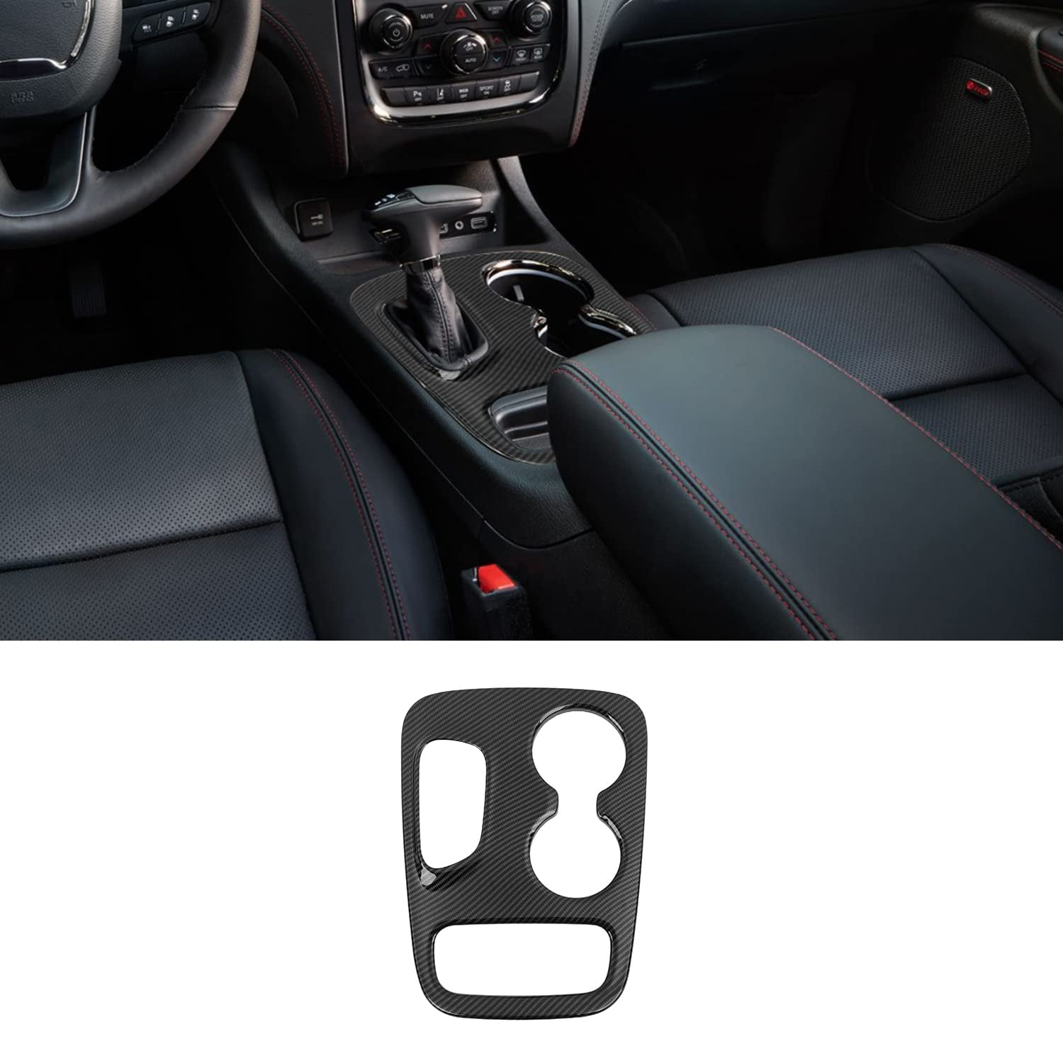 CheroCar for Durango Gear Shift Panel Cover Cup Holder Center Console