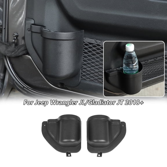 CheroCar Front Door Pockets Storage Grab Handle Organizer Box for Jeep Wrangler JL JT 2018-2021,Black