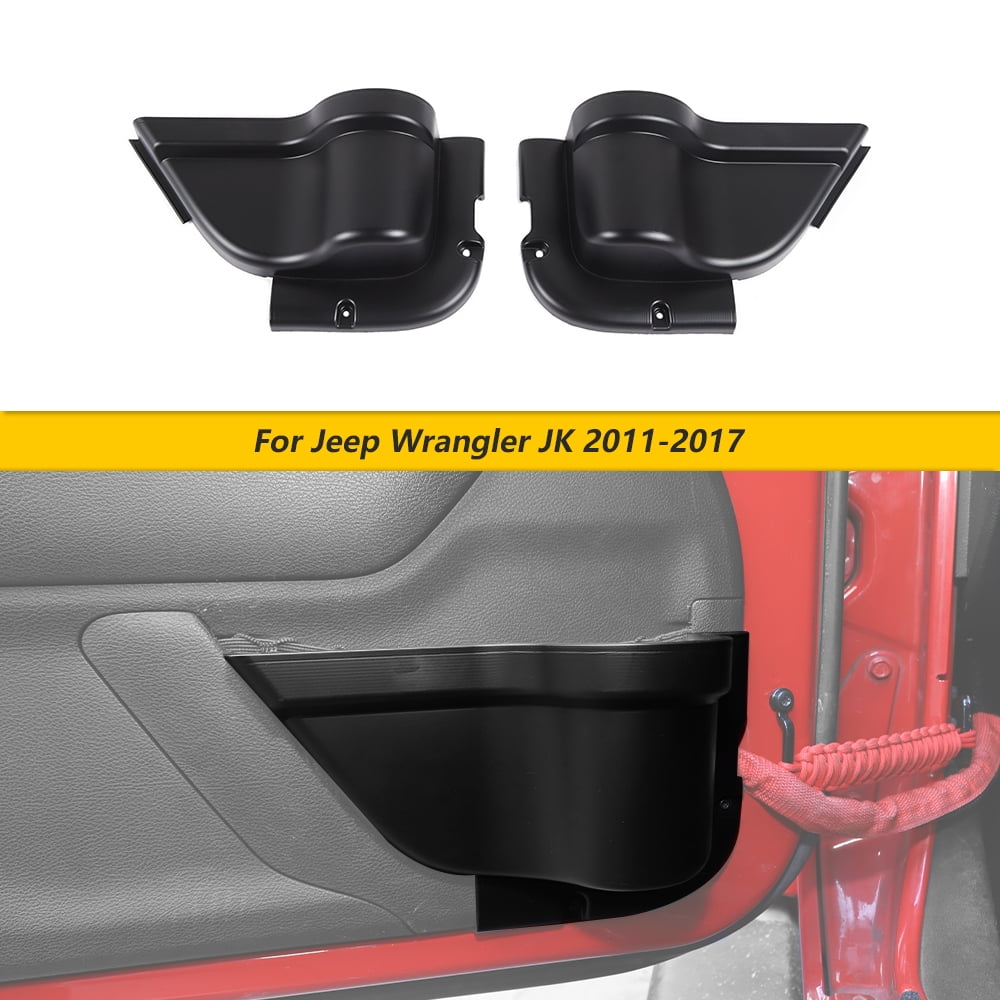 CheroCar Front Door Storage Pockets Door Side Insert Organizer Box for Jeep  Wrangler JK JKU 2/4 Door 2011-2017, Black