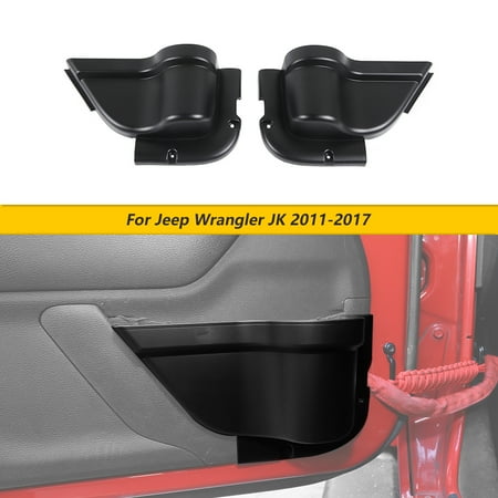 CheroCar Front Door Storage Pockets Door Side Insert Organizer Box for Jeep Wrangler JK JKU 2-4 Doors 2011-2017,Black