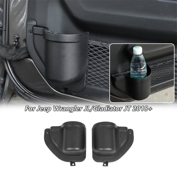 CheroCar Front Door Tray Organizer Tray for 2018-2023 Jeep Wrangler JL JLU Interior Storage Box Accessories,Black