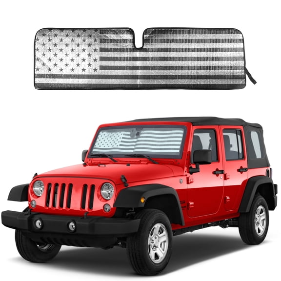 CheroCar Front Windshield Visor Truck Shade Car Sun Visor Folding Window Sunshade for Wrangler TJ JK 2007-2017