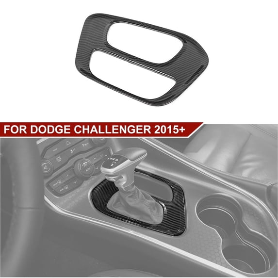 CheroCar Gear Shift Panel Covers Trim for Dodge Challenger 2015-2022, Black ABS Carbon Fiber