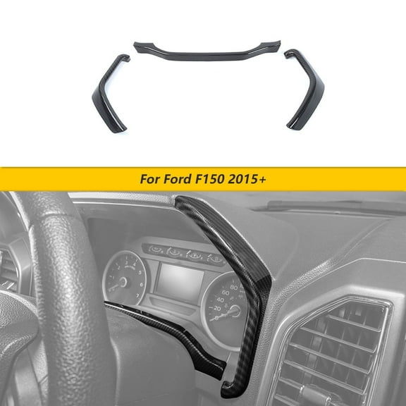 CheroCar Grain Dashboard Trim for 2015-2021 Ford F150 F250 F350 Super Duty Black Carbon Fiber
