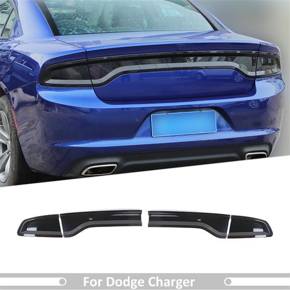 CheroCar Smoked Tail Light Covers Rear Brake Light Guards Exterior Accessories for Dodge Charger 2015-2023,Black