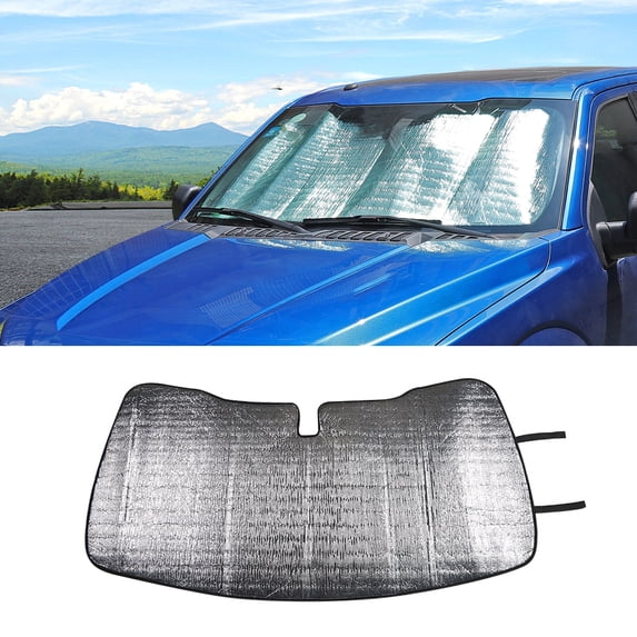 CheroCar Sun Shade Windshield Foldable Sunshade Visor Cover Fit for Ford F150 2015-2020,Silver