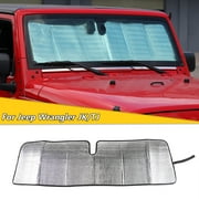CheroCar Sunshade Sun Windshield Shade Visor Cover for Jeep Wrangler TJ JK JKU 1997-2017,Silver