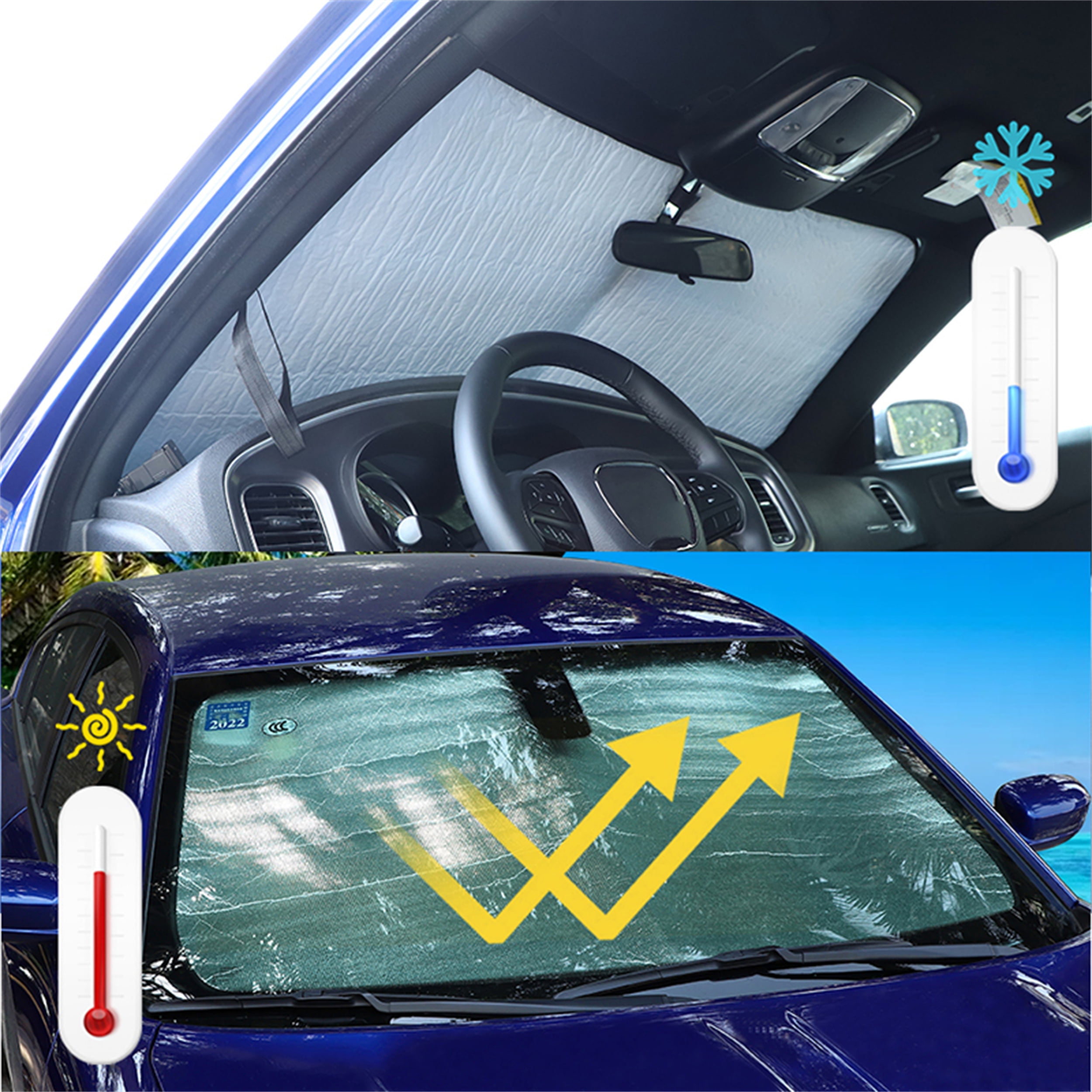 CheroCar Windshield Sunshade Sun Shade Heat Shield Visor Mat for Dodge Charger 20112024,Silver