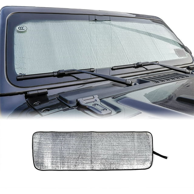 CheroCar Windshield Sunshade Visor Sun Shades Cover for Jeep Wrangler