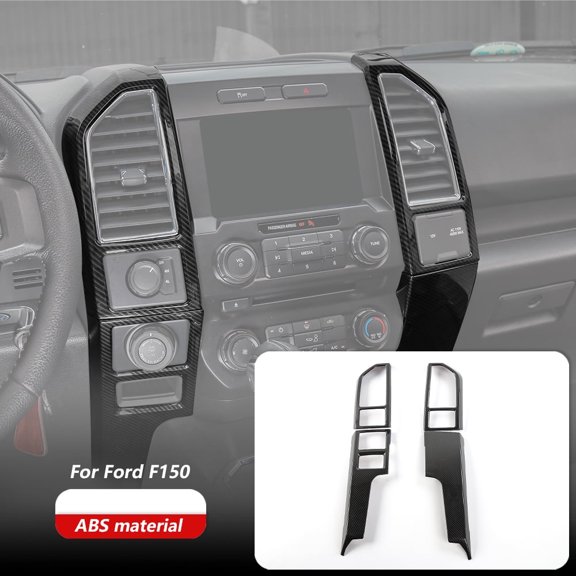 CheroCar for F150 Center Control Air Conditioner Panel Trim for Ford F150 2015-2020, Carbon Fiber