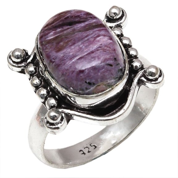 Cheroite Russian Gemstone Handmade Mother's Day Jewelry Rings "8"