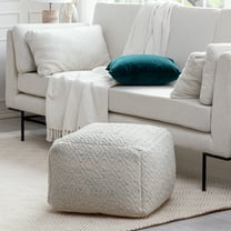 Cherokee Arctic 22" x 22" x 16" White & Gray Pouf