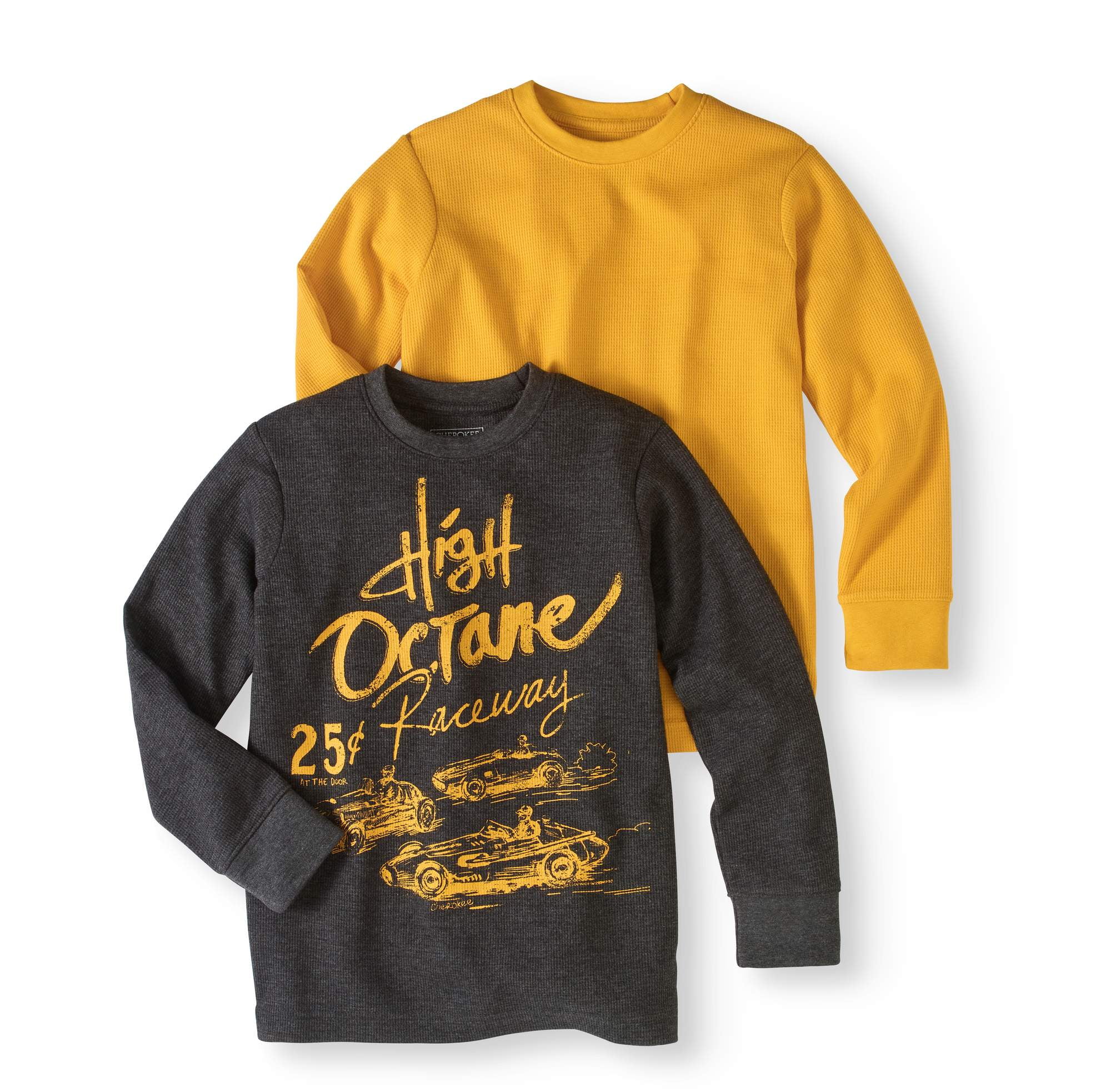 Cherokee Boys' Long Sleeve Solid And Graphic Thermal Tee, 2Pack