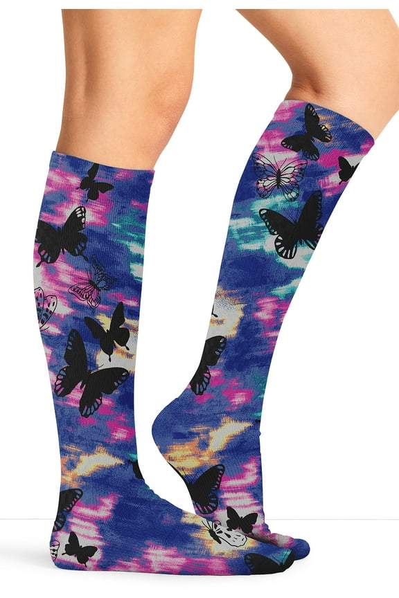 Comfortsupport Women Knee High 8-15 mmHg Compression Socks, Plus, Butterfly Flutter