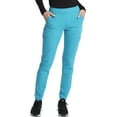 thumbnail image 1 of Cherokee Euphoria Scrubs Pant For Women Mid Rise Tapered Leg Drawstring CK140AT, L Tall, Teal Blue, 1 of 5
