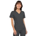 thumbnail image 1 of Cherokee Flexibles Women Medical Scrubs Top V-Neck Knit Panel Plus Size 2968, 5XL, Pewter, 1 of 6