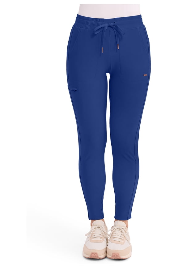 Form Scrub Pants for Women, Stretchy Knit Drawstring Scrubs for Women - CK095P, XL Petite, Galaxy Blue
