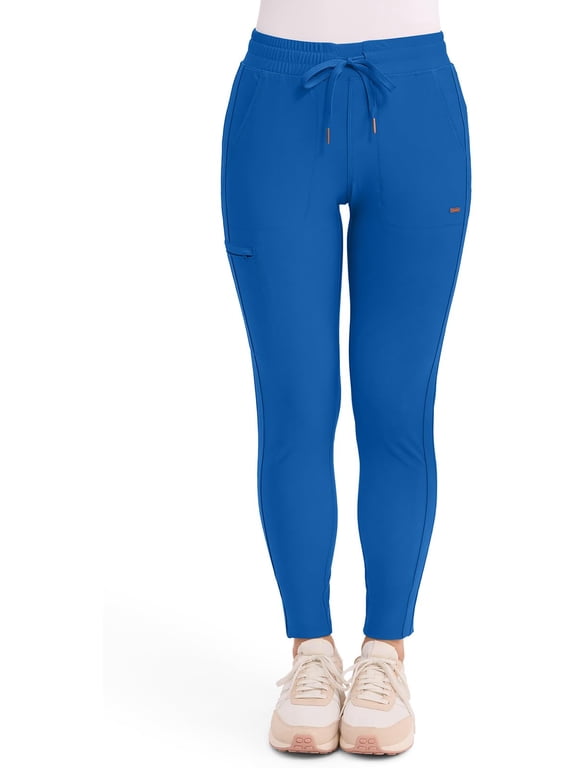 Form Womens Mid Rise Tapered Leg Drawstring Scrub Pants 5 Pockets Royal XS