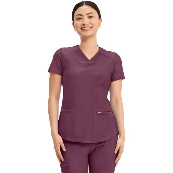 Cherokee Form Scrubs Top for Women V-Neck CK840, XS, Wine