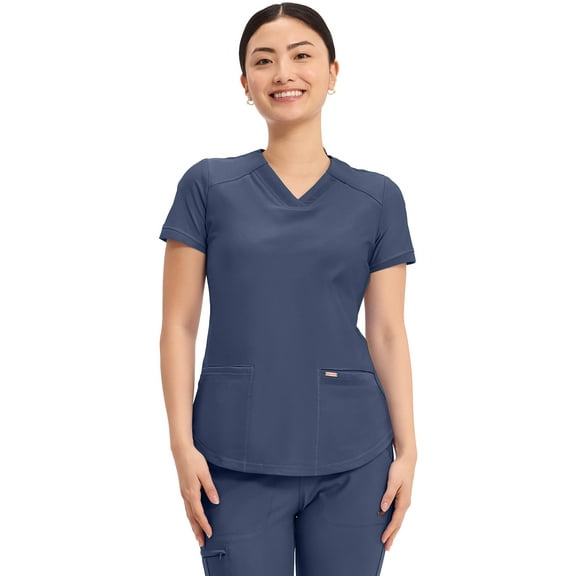 Cherokee Form Scrubs Top for Women V-Neck Plus Size CK840, 2XL, Navy