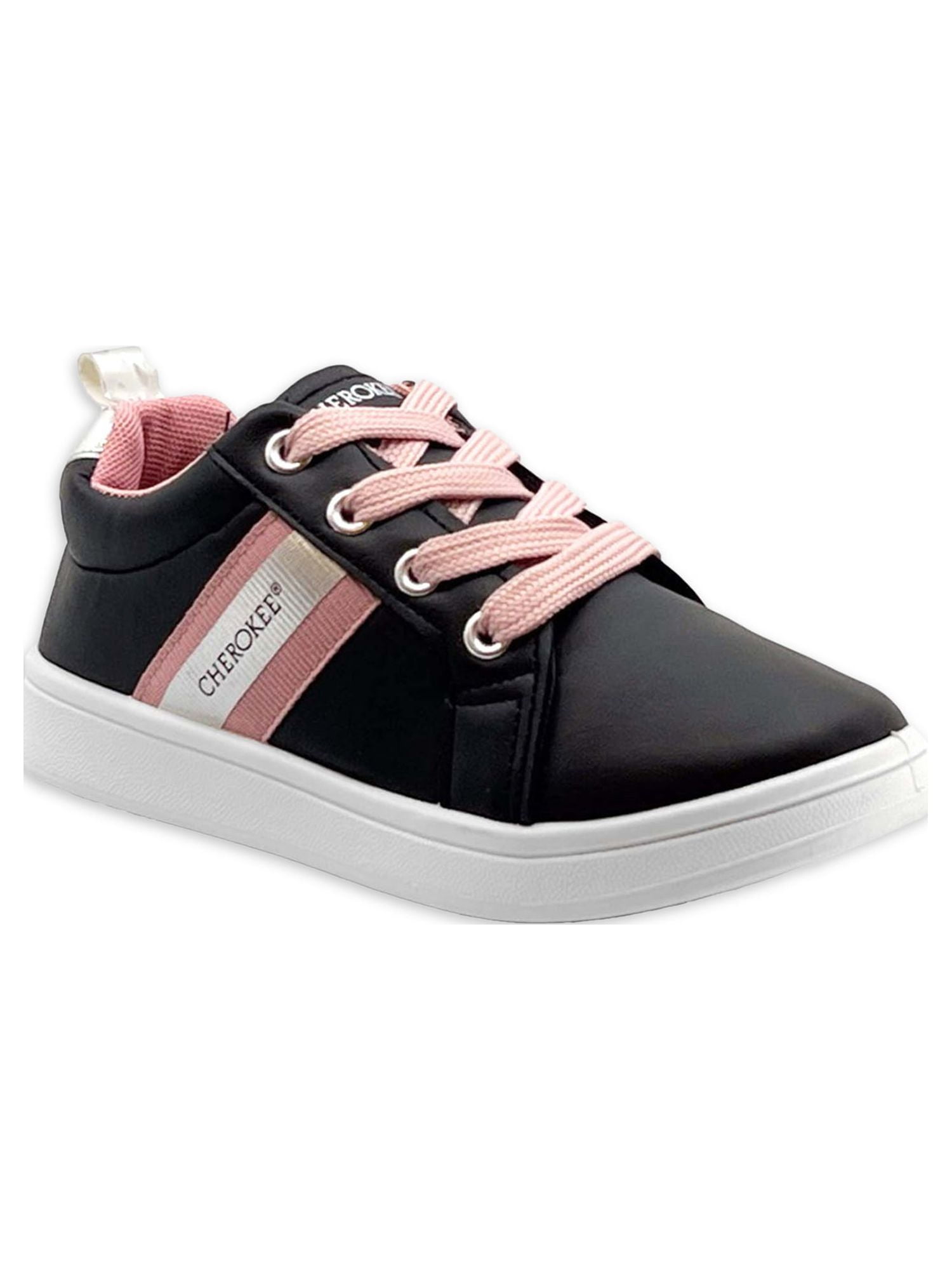 Cherokee Girls’ Casual Low Top Denim Fashion Lace-Up Sneakers, Sizes 11-3