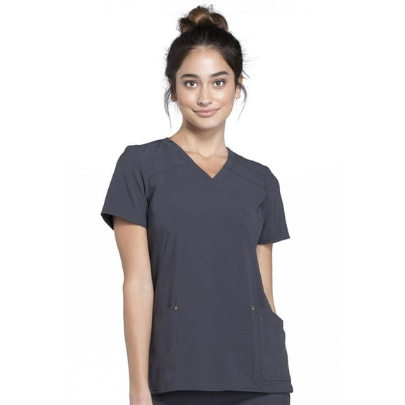 Cherokee Iflex Women's Scrubs Top Mock Wrap Knit Panel CK680
