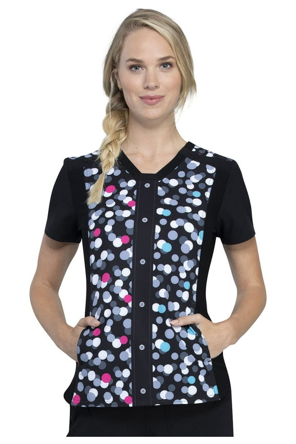 Iflex Women's Scrubs Top V-Neck Knit Panel CK657