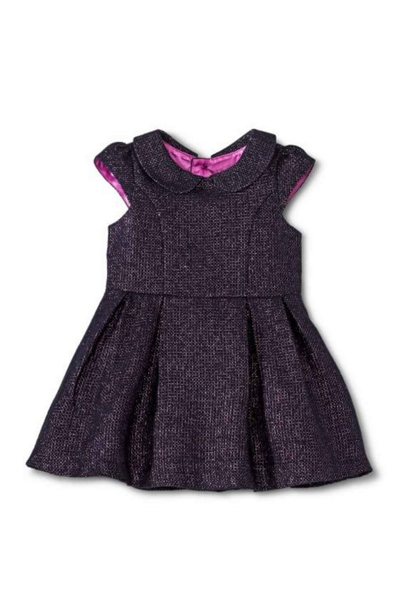 Infant & Toddler Girls Black & Purple Glitter Party Dress Holiday 3T