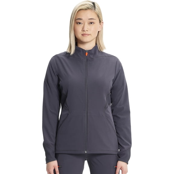 Cherokee Infinity GNR8 Women Scrubs Jacket Zip Front Plus Size IN320A, 3XL, Pewter