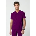thumbnail image 1 of Cherokee Infinity Men's Partial Zip V-Neck Scrub Top with 3 Pockets Rib-Knit Side Panels IN702A, S, Wine, 1 of 7