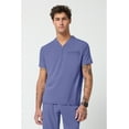 thumbnail image 1 of Cherokee Infinity Men's Partial Zip V-Neck Scrub Top with 3 Pockets Rib-Knit Side Panels Plus Size IN702A, 2XL, Ciel, 1 of 7
