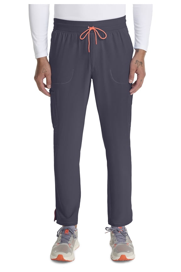 Cherokee Infinity Scrub Cargo Pants for Men Drawstring Straight Leg Pant Plus Size IN200A, 2XL, Pewter