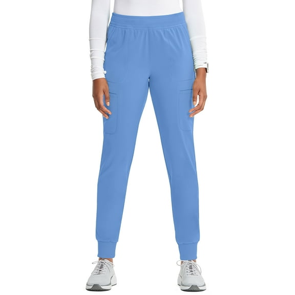 Cherokee Infinity Scrubs Pant For Women Mid Rise Jogger CK080AP, L Petite, Ciel