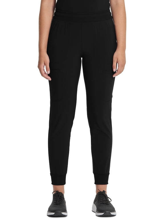 Infinity Scrubs Pant For Women Mid Rise Jogger CK080AT, L Tall, Black
