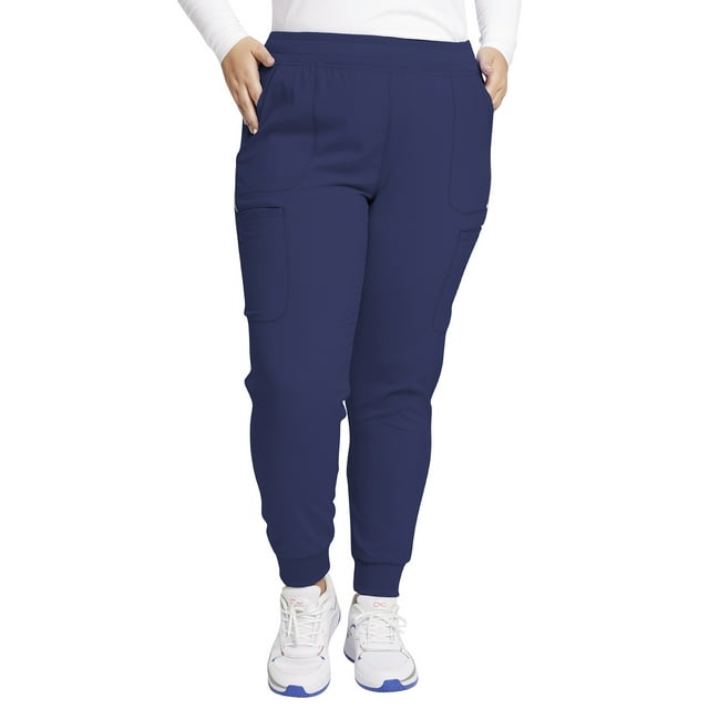 Cherokee Infinity Scrubs Pant For Women Mid Rise Jogger Plus Size CK080AT, 2XL Tall, Navy
