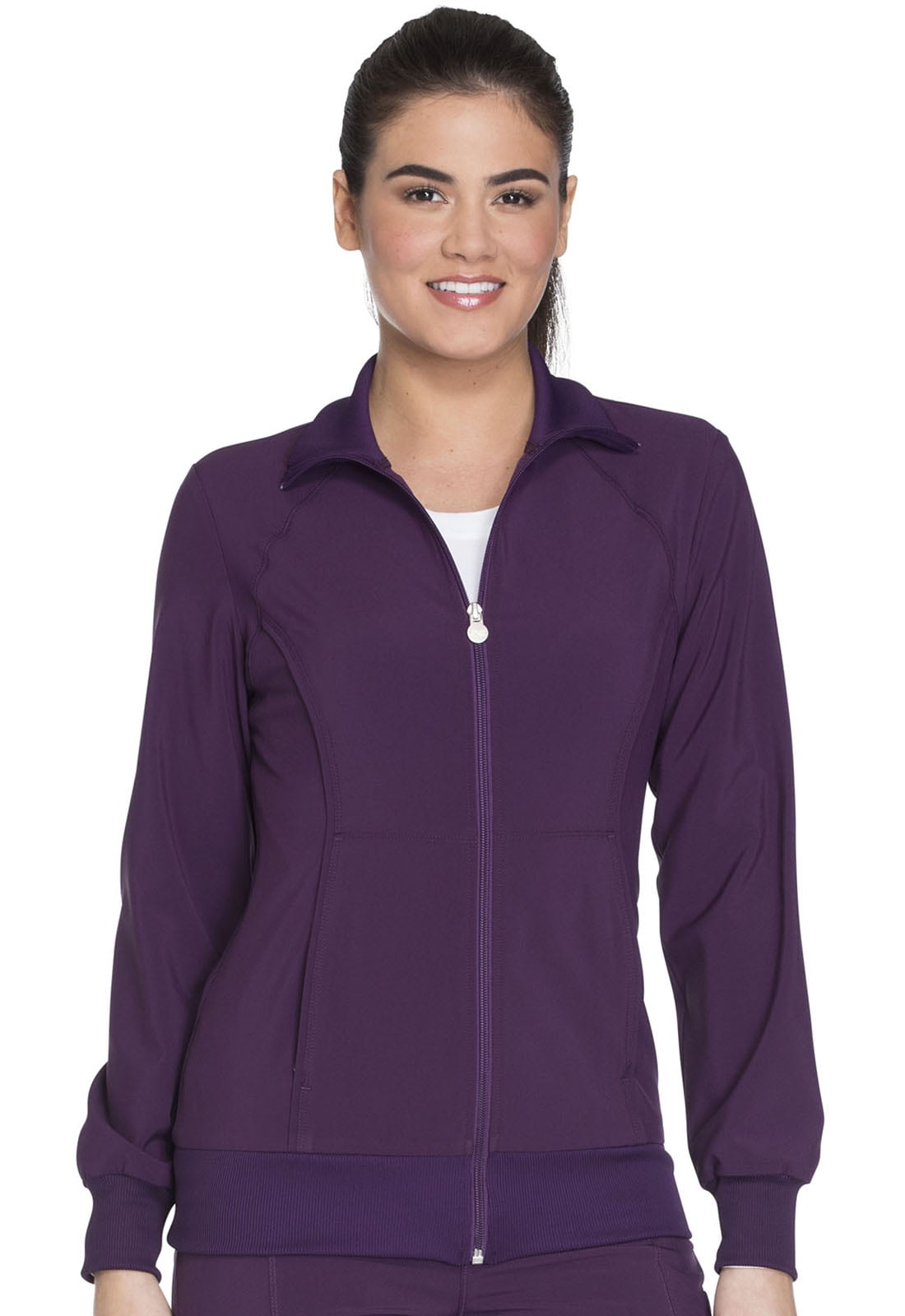 Cherokee Infinity Women Medical Scrubs Jacket Zip Front 2391A, XL, Eggplant