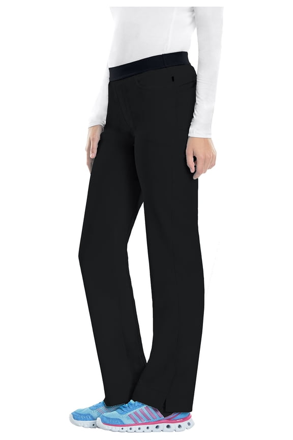 Infinity Women Medical Scrubs Pant Low Rise Slim Pull-On 1124A, M, Black