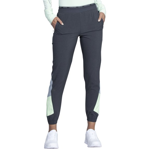 Cherokee Infinity Women Medical Scrubs Pant Mid Rise Jogger CK225AP, XS Petite, Heather Charcoal