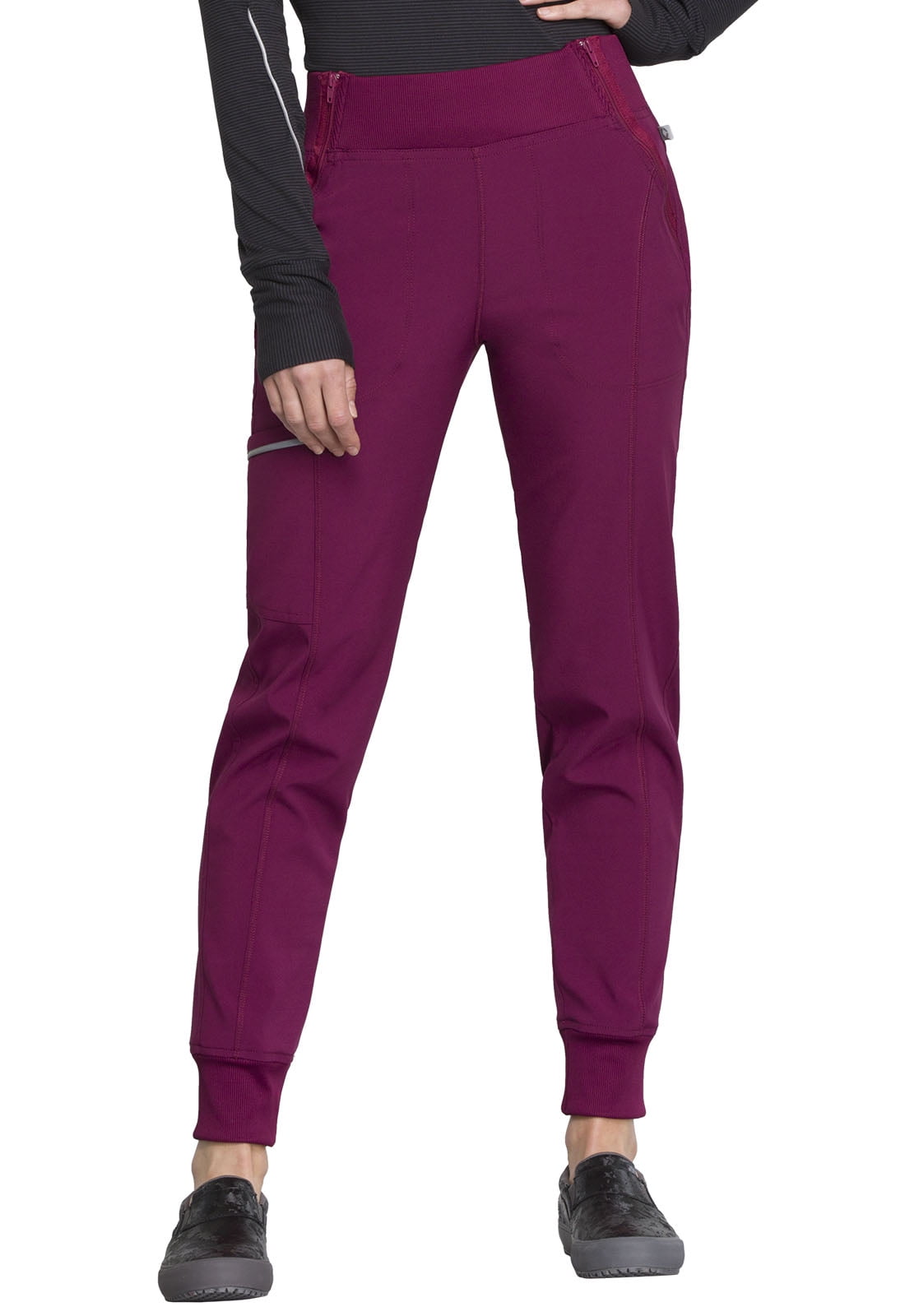 Cherokee Infinity Women Medical Scrubs Pant Mid Rise Jogger Plus Size  CK110AT, 2XL Tall, Wine 