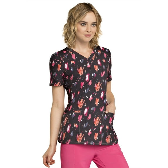 Cherokee Infinity Women Medical Scrubs Top V-Neck CK634, S, What A Speck-tacle!