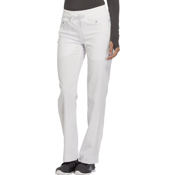 Cherokee Infinity Women Scrubs Pant Mid Rise Tapered Leg Drawstring s, CK100AT, XS Tall, White