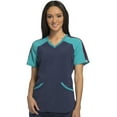 thumbnail image 1 of Cherokee Infinity Women Scrubs Top, Colorblock V-Neck, CK690A, XS, Navy, 1 of 7