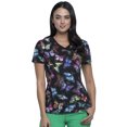 thumbnail image 1 of Cherokee Infinity Women Scrubs Top, Mock Wrap, CK608, XS, Butterfly Prism, 1 of 7