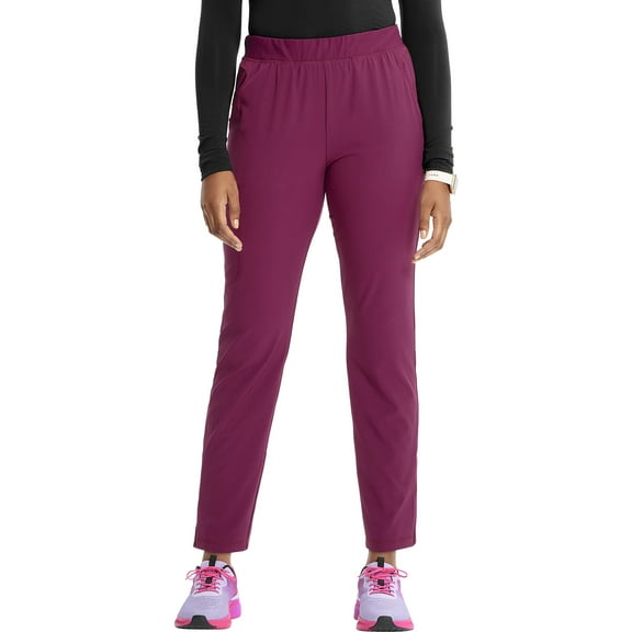 Cherokee Infinity Women's Pull-on Scrub Cargo Pants with Mid-Rise Tapered Leg and 5 Pockets Plus Size IN120A, 3XL, Wine