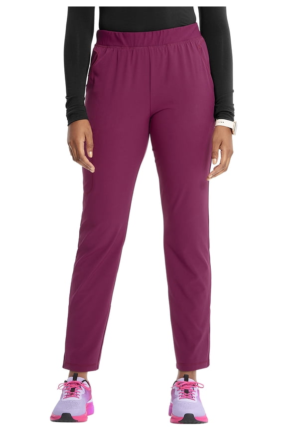 Cherokee Infinity Women's Pull-on Scrub Cargo Pants with Mid-Rise Tapered Leg and 5 Pockets Plus Size IN120AP, 2XL Petite, Wine