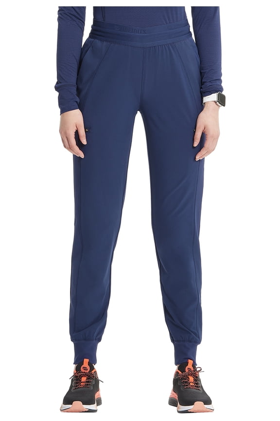 Cherokee Infinity Women's Scrub Pull-on Scrub Jogger Pants, Mid Rise Bottoms with 4 Pocket with Interior Drawstring Plus Size IN122AP, 2XL Petite, Navy