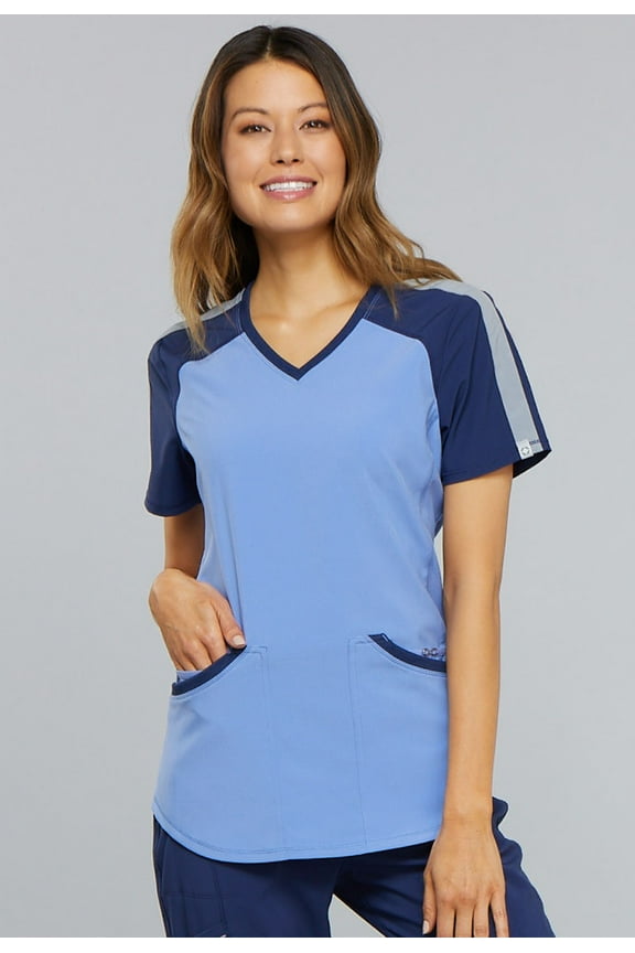 Infinity Women's Scrubs Top Colorblock V-Neck CK690A